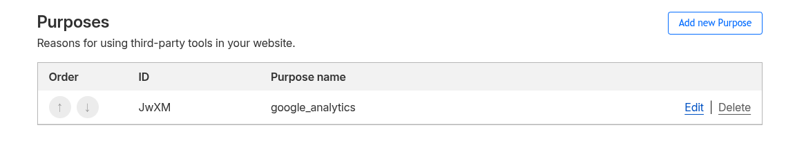Add a purpose in Zaraz